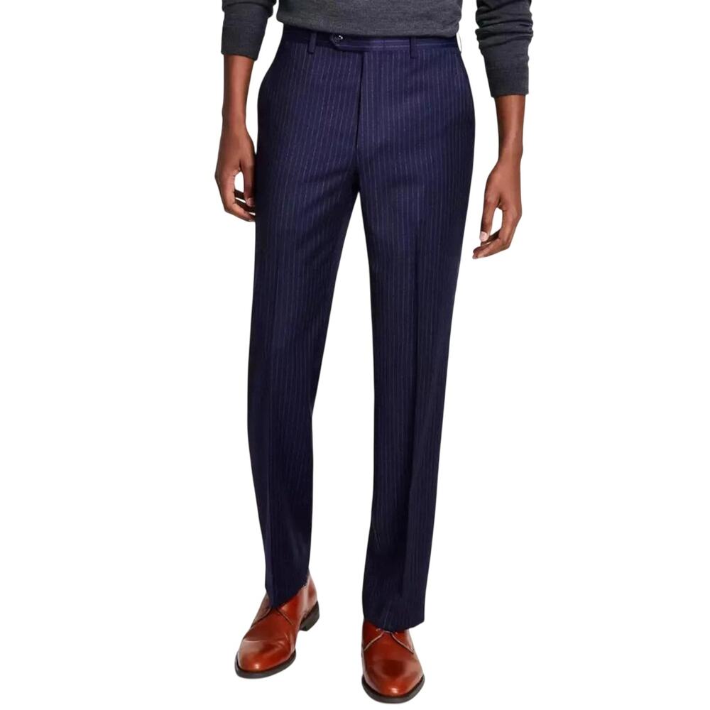 Michael Kors Men's Navy Pinstripe Wool Stretch Malone Classic Suit Pants 44x32